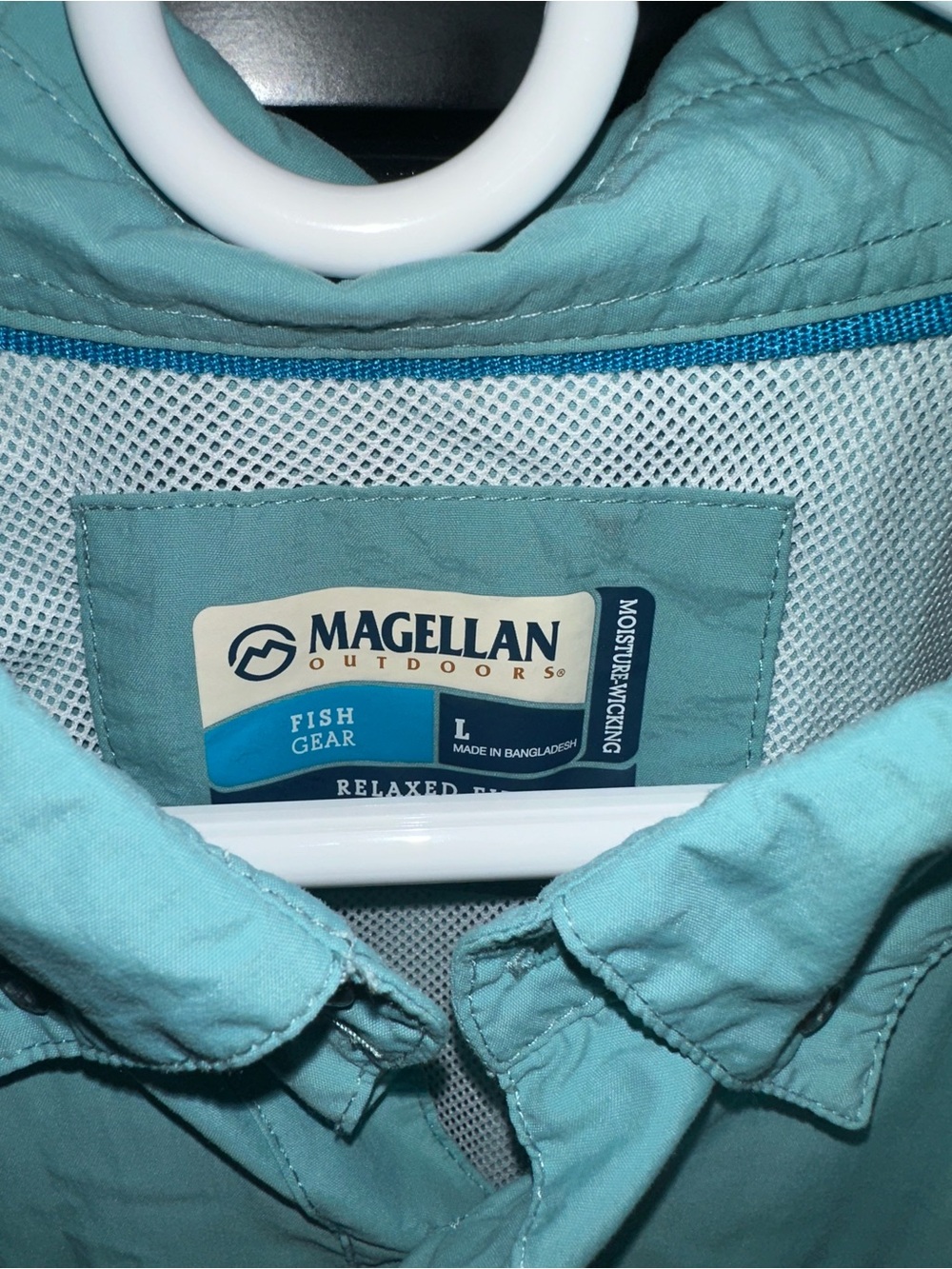 Magellan Outdoors Men's Button-Down Short Sleeve Shirt - Aqua - Picture 3 of 4